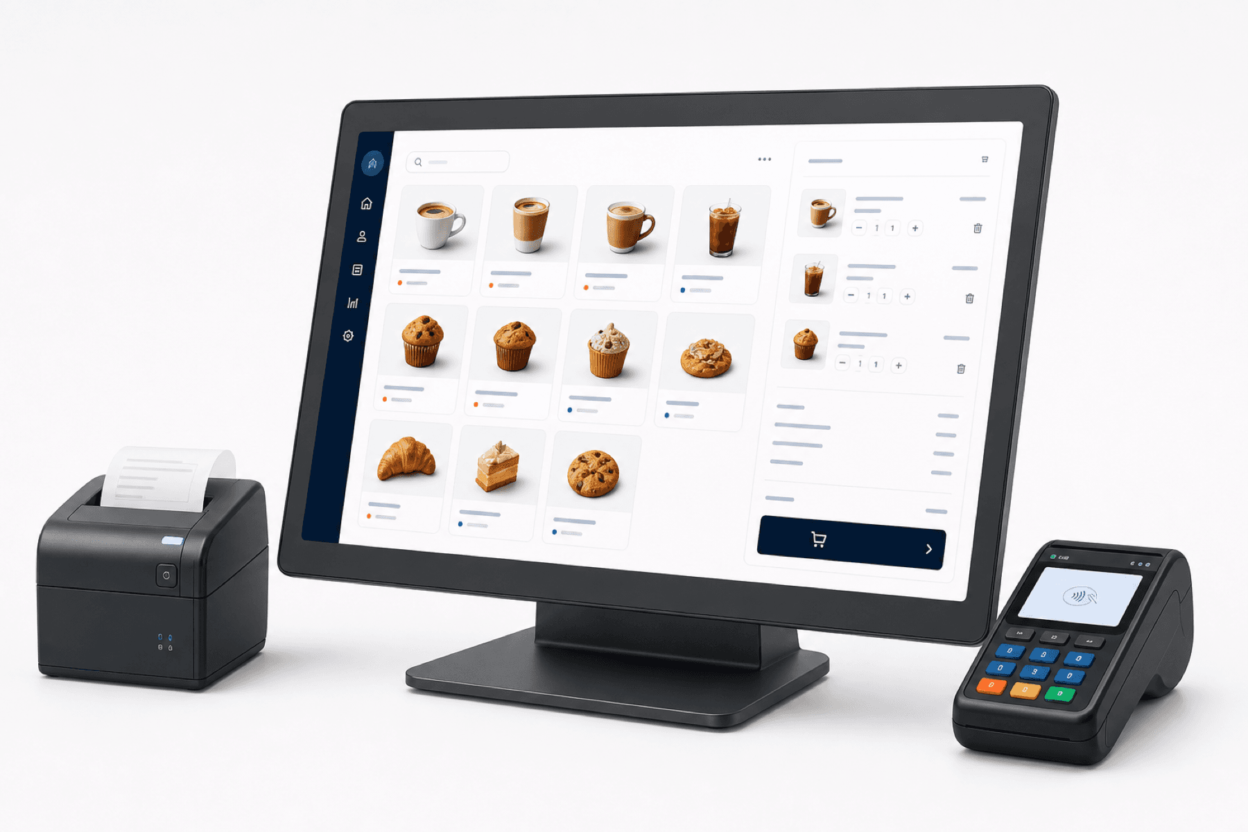 AR System POS with checkout display, printer and payment terminal